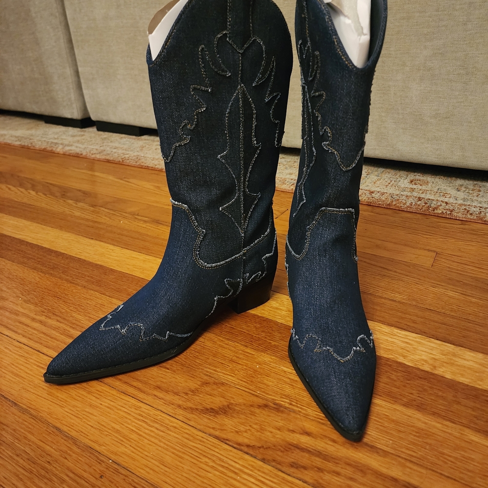 WeWoreWhat Navy Heeled Boots